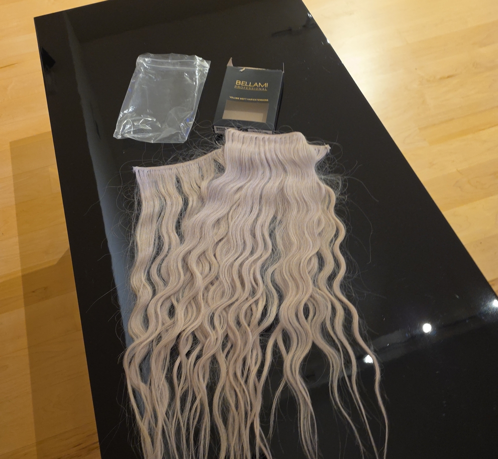 BELLAMI White Blonde Wavy Clip-In Extensions - Cool Platinum Tone